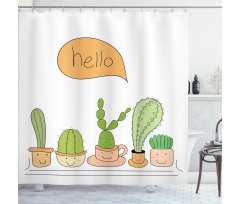 Home Plants in Smiling Pots Shower Curtain