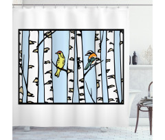 Birch Tree Drawing Bark Style Shower Curtain