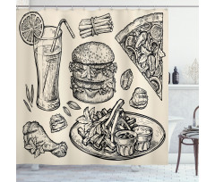 Pizza Burger Lemonade Shower Curtain