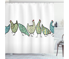Farm Hen with Ornaments Shower Curtain