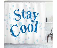 Blue Tones Words Bubbles Shower Curtain