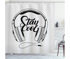 Between Headphones Music Shower Curtain