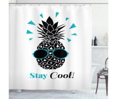 Words and Pineapple Print Shower Curtain