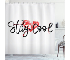 Ink Calligraphy and Heart Shower Curtain