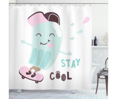 Funny Skateboard Popsicle Shower Curtain