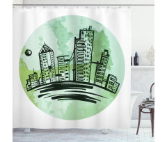 Watercolor Buildings Art Shower Curtain