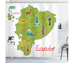 Infographic Map Landmarks Shower Curtain