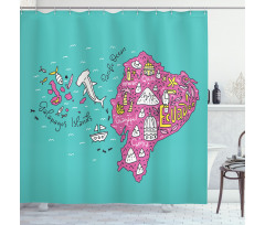 Doodle Map Main Shower Curtain