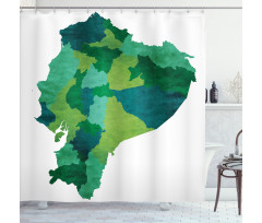 Green Tones Political Map Shower Curtain