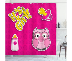 Girl Baby Owl Bottle Shower Curtain