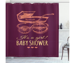 Retro Stroller Girl Shower Curtain