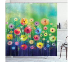 Colorful Garden Meadow Theme Shower Curtain