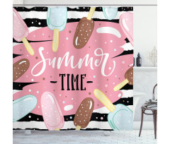 Summer Time Ice Cream Sticks Shower Curtain