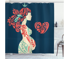 Pregnant Woman and Heart Shower Curtain