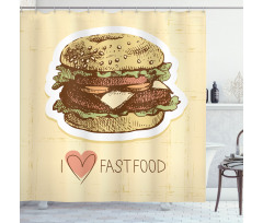 Grunge Retro Fast Food Shower Curtain