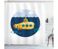 Nautical Wave Fish Bubble Shower Curtain