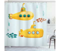 Undersea Periscope Fish Shower Curtain