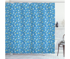Kids Sharks Whales Fishes Shower Curtain