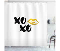 Simple Lettering with Lip Kiss Shower Curtain