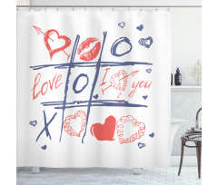 Hearts Lips and I Love You Shower Curtain