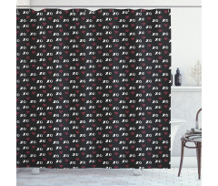 XO Acronym and Striped Hearts Shower Curtain