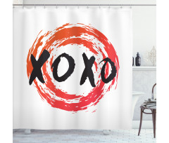 Grungy Brush Painting Circle Shower Curtain