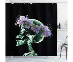 Xray Skeleton with Wreath Shower Curtain