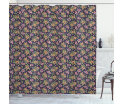 Abstract Pomegranate Floral Shower Curtain