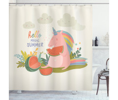 Summer Unicorn Watermelon Shower Curtain