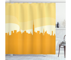 Panoramic Silhouette Cityscape Shower Curtain