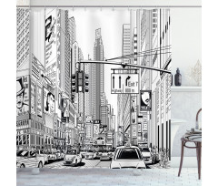 Street of New York Urban Sketch Shower Curtain