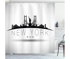 New York USA Wording Landmarks Shower Curtain