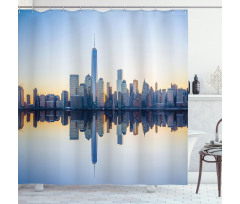 Manhattan Skyline Reflection Shower Curtain