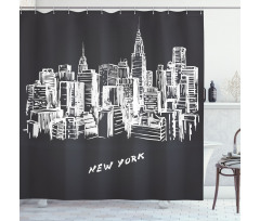 Hand Drawn City Buildings Deco Shower Curtain