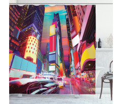 Colorful Night Times Square Shower Curtain