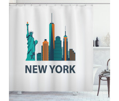 Simple New York Text Landmarks Shower Curtain