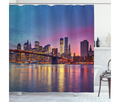 Manhattan Vivid Dusk Skyline Shower Curtain