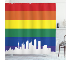 Sydney Buildings Rainbow Flag Shower Curtain