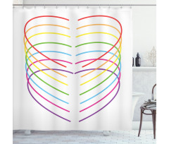 Vivid Outline Heart Drawings Shower Curtain