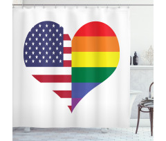 Heart with Old Glory Rainbow Shower Curtain