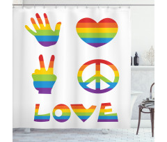 Rainbow Colors Peace and Love Shower Curtain