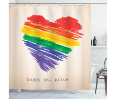 Happy Gay Pride Rainbow Heart Shower Curtain