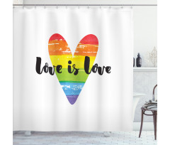 Love is Love Rainbow Heart Shower Curtain