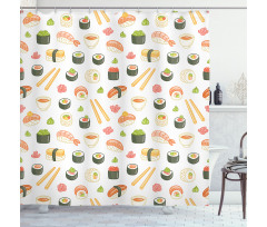 Japanese Cuisine Cartoon Art Shower Curtain