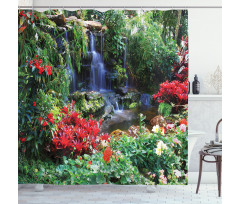Spring Forest Waterfall Shower Curtain