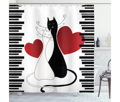 Romantic Couple Pet Kitten Shower Curtain