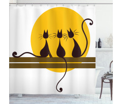 3 Black Cats Feline Shower Curtain