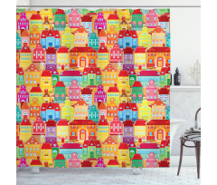 Colorful Houses Shower Curtain