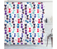 Baby Cats Flowers Colors Shower Curtain