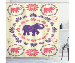 Colorful Floral Elephant Shower Curtain